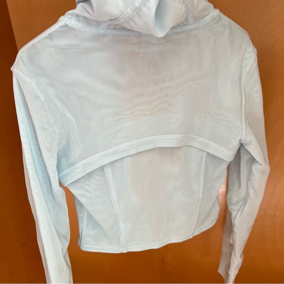 Light Blue Mesh Zip-Up Hoodie Jacket, size 4 - Picture 8 of 8